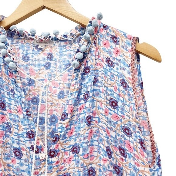 Poupette St. Barth Clara Maxi Dress Blue Bloom Floral Long Women’s Size Medium - Picture 10 of 16